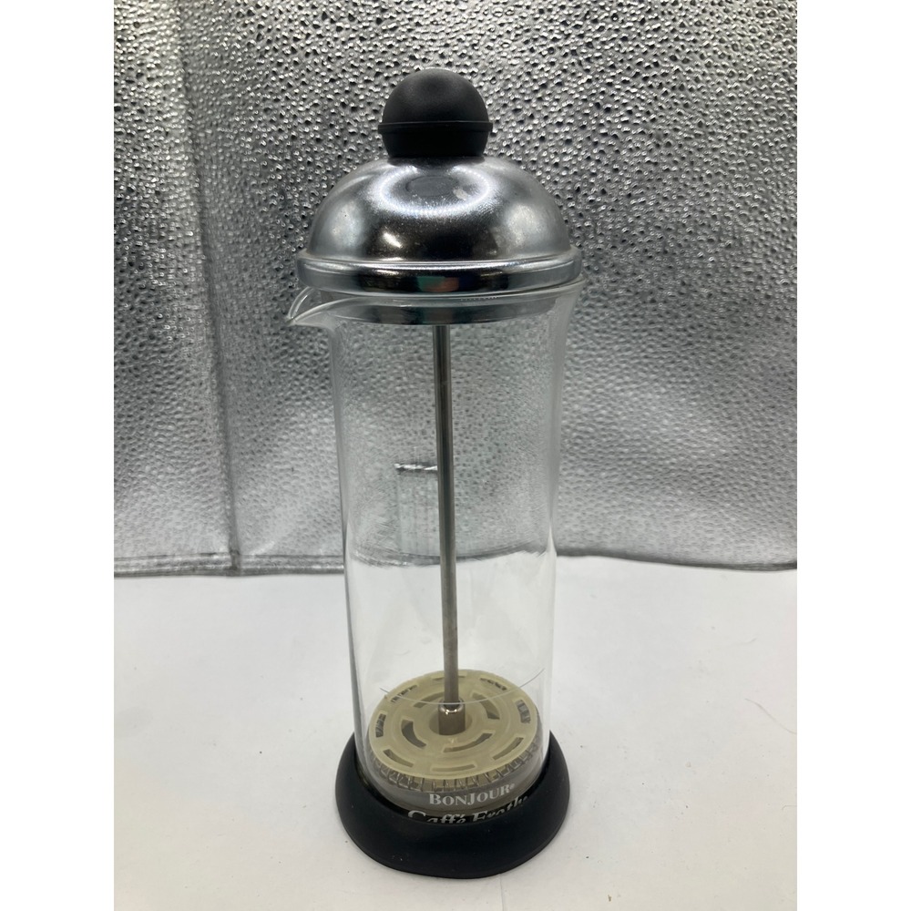 Bonjour Caffè Frother Milk Frother Glass Jug Stainless Steel Wand Black Base